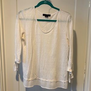 GUC 100% Linen Sanctuary White 3/4 Sleeve Top! size Medium